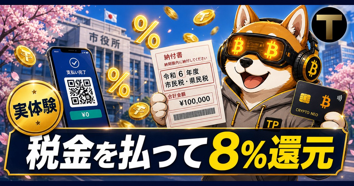 Tria Cardで税金を払って8%還元される実体験レビューのアイキャッチ